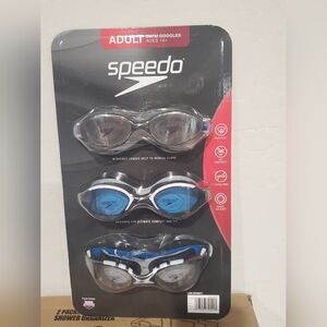 Speedo Adjustable Swim Goggles Mirrored Anti Fog Latex Free 3 Pack